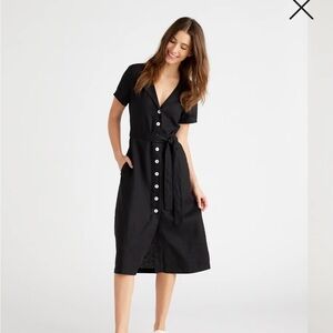 Quince 100% European Linen Button Front Dress